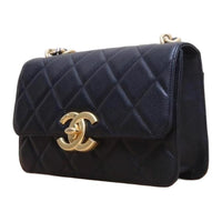 CHANEL Diamond Pattern Litchi Cow Leather Chain Crossbody Bag Shoulder Bag Women's Black
