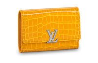 LOUIS VUITTON Capucines Short-Snouted Crocodile Leather Wallet Women's Gold
