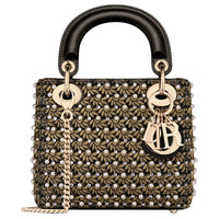 DIOR Fabric With Cow Leather Shoulder Bag Crossbody Bag Handbag Mini Women's Black
