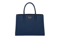 PRADA Saffiano Leather Shoulder Bag Crossbody Bag Large Size Women's Bright Blue