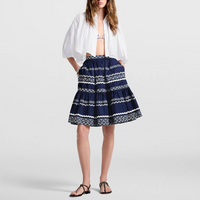LOUIS VUITTON Graphic Trim Tiered Midi Skirt