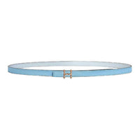 HERMES Calfskin Leather Belts Women's Blue Width 1.3CM