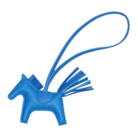 HERMES Lambskin Metal Keychains Unisex Blue