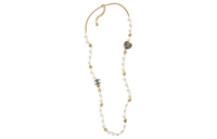 CHANEL Metal Artificial Pearl Necklaces Women's Gold