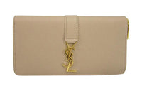 SAINT LAURENT Cow Leather Wallet Regular Women's Dark Beige