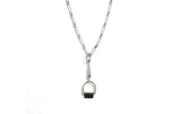 HERMES Calfskin Metal Palladium-Plated Necklaces Unisex Silver