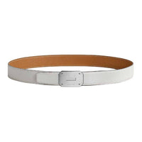 HERMES Calfskin Leather Belts Men's Brown White Width 3.2CM