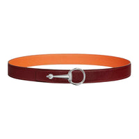 HERMES Metal Leather Belts Unisex Rouge Red/Orange Width 3.2CM