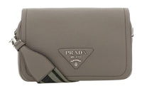 PRADA Leather Shoulder Bag Crossbody Bag Women's Gray