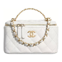 CHANEL 22c Early Spring Grain Embossed Calfskin Box Bag Handbag Women's White