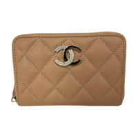 CHANEL Leather Coin Purse Women's Brown