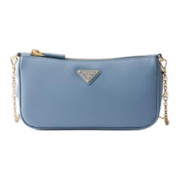 PRADA Leather Shoulder Bag Mini Women's Interstellar Blue