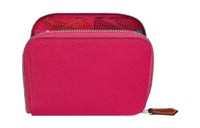 HERMES Silk'In Epsom Calfskin Wallet Women's Bright Pink/Mexican Pink/Crape Myrtle Red