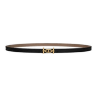 HERMES Metal Leather Belts Women's Black Width 1.3CM