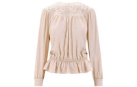 CELINE Guipure Crewneck Long Sleeved Blouse