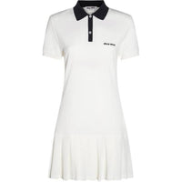 MIU MIU Logo Embroidered Short Sleeved Mini Polo Dress
