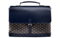 GOYARD Citadin Canvas With Leather Messenger Bag Handbag Briefcase Small Size Unisex Dark Blue