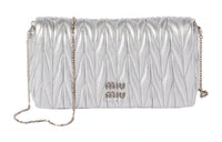 MIU MIU Matelassé Nappa Leather Crossbody Bag, Shoulder Bag Mini Women's Silver