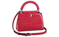 LOUIS VUITTON Soft Shiny Crocodile Leather Capusin Shoulder Crossbody Handbag Mini Women's Red