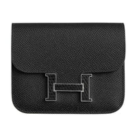 HERMES Constance Slim Epsom Calfskin Wallet Women's Black