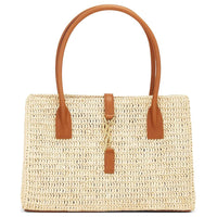SAINT LAURENT Raffia Tote Bag Shopping Bag Handbag Women's Natural
