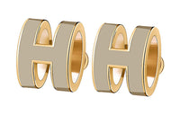 HERMES Metal Earrings Women's Ice Brown, With Gold Accent