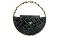 CHANEL Patent Leather Cow Leather Clutches Handbags Women's Black