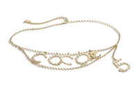 CHANEL Bead Inlay Waist Chains Unisex Gold -