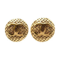 CHANEL 1980 1990 Plated Cc Clip On Costume Earrings