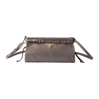 PRADA Leather Handbag, Shoulder Bag Women's Asphalt Gray