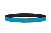 HERMES Solid Color Double-Sided Design Leather Belts Unisex Blue Width: 2.4cm