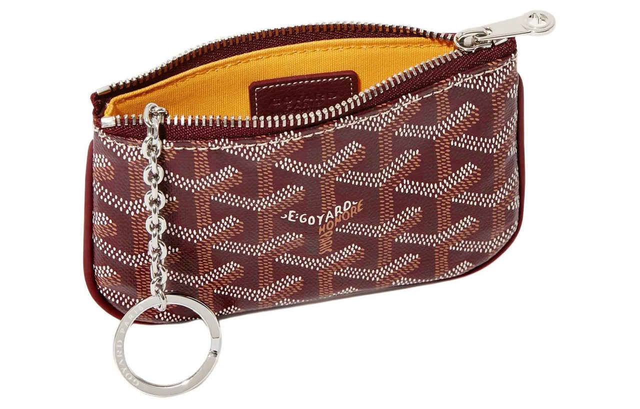 GOYARD Canvas With Calfskin Key Pouch Nano Unisex Burgundy