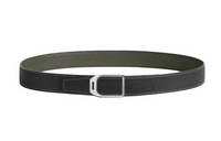 HERMES Double-Sided Design Leather Belts Men's Black/Green Width: 3.2CM