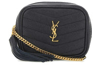 SAINT LAURENT Leather Crossbody Bag Shoulder Bag Women's Blue