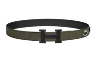 HERMES Letter H Double-Sided Smooth Buckle Epsom Calfskin Leather Belts Men's Black Width: 3.2cm