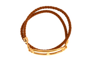 HERMES Leather Gold Bracelets Unisex Brown