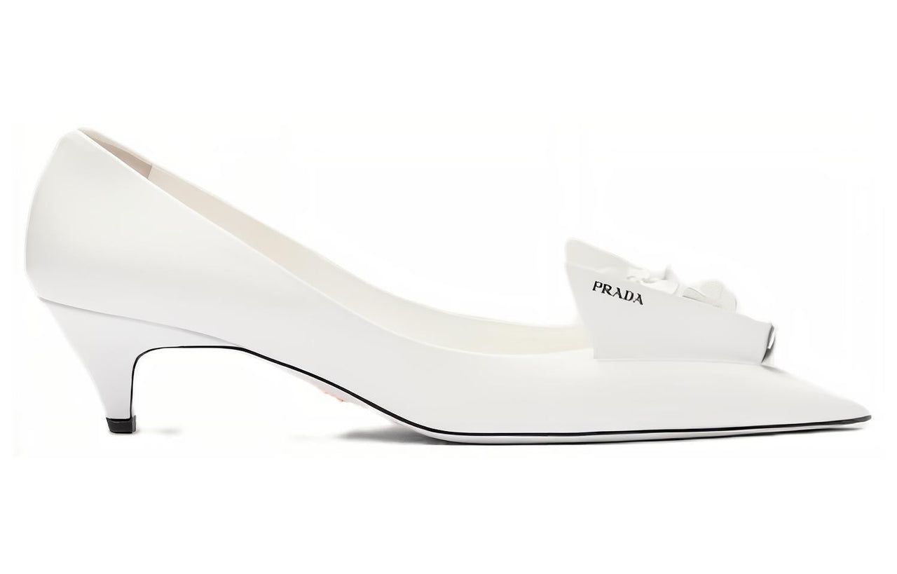 PRADA 3D Flower Heels White