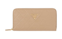 PRADA Leather Wallet Women's Sand Beige Yellow
