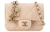 CHANEL Textured Calfskin Crossbody Bag Shoulder Bag Women's Beige