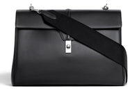 CELINE Smooth Calf Leather Shoulder Bag Crossbody Bag Handbag Men's Black Silver