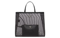 PRADA Leather Tote Bag Shopping Bag Combo One Shoulder Handbag Regular Women's Black