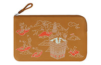 HERMES Carre Pocket Calfskin Clutch Women's Beige/White/Caramel