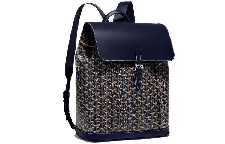 GOYARD Alpin Canvas With Leather Backpack Medium Size Unisex Marine Blue
