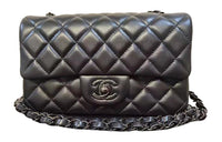 CHANEL So Black Lambskin Shoulder Bag Crossbody Bag Mini Women's Black