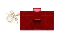 DIOR Cow Leather Card Holder Card Holder Women's Cherry Red