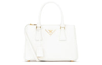 PRADA Leather Shopping Bag Handbag Mini Unisex White