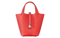 HERMES Picotin Lock Cow Leather Basket Bag Handbag Women's 0E Rose Texas Pink