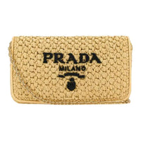 PRADA Raffia Shoulder Bag Women's Natural
