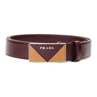PRADA Calfskin Leather Belts Unisex Burgundy -