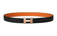 HERMES Hammer Pattern Gold Buckle Epsom Mini Bull Belt Women's Black Width: 2.4cm